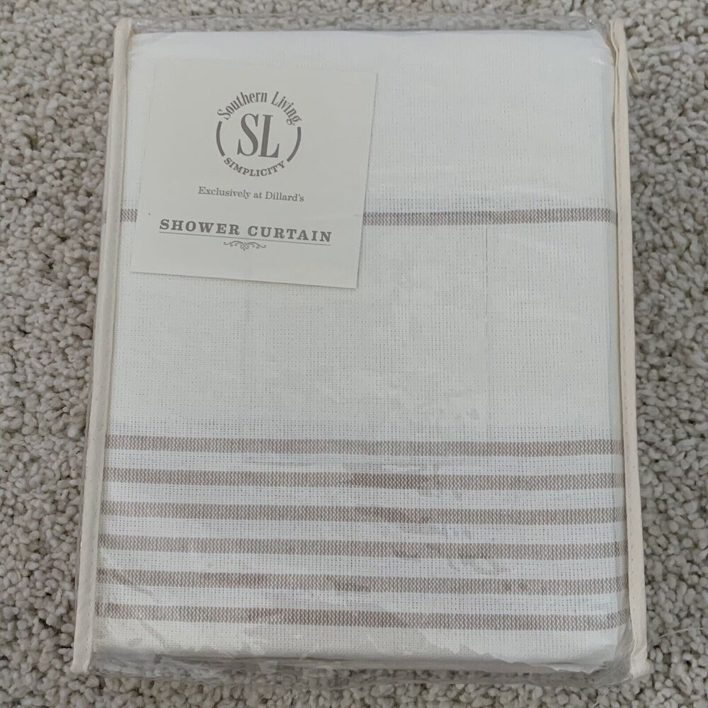 Southern Living Shower Curtain TANNER Tan 72x72 100% Cotton NEW